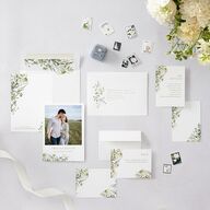 Gilded Greenery Save The Date Cards Gold Pure White Signature smooth Blank No Standard