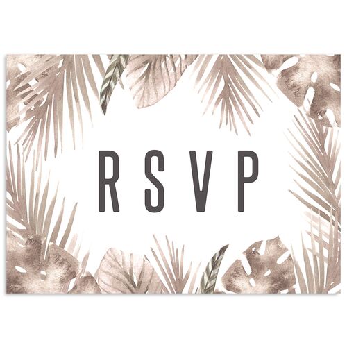 Tropical Leaves Wedding Response Cards Fawn Signature
