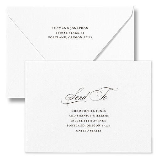 Branches Monogram Save The Date Card Euro Envelopes Sepia White Both Recipient and Return Addresses Luxe Signature