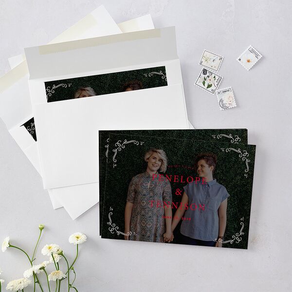 Cinematic Save the Date Cards Lily Signature smooth Blank No Standard