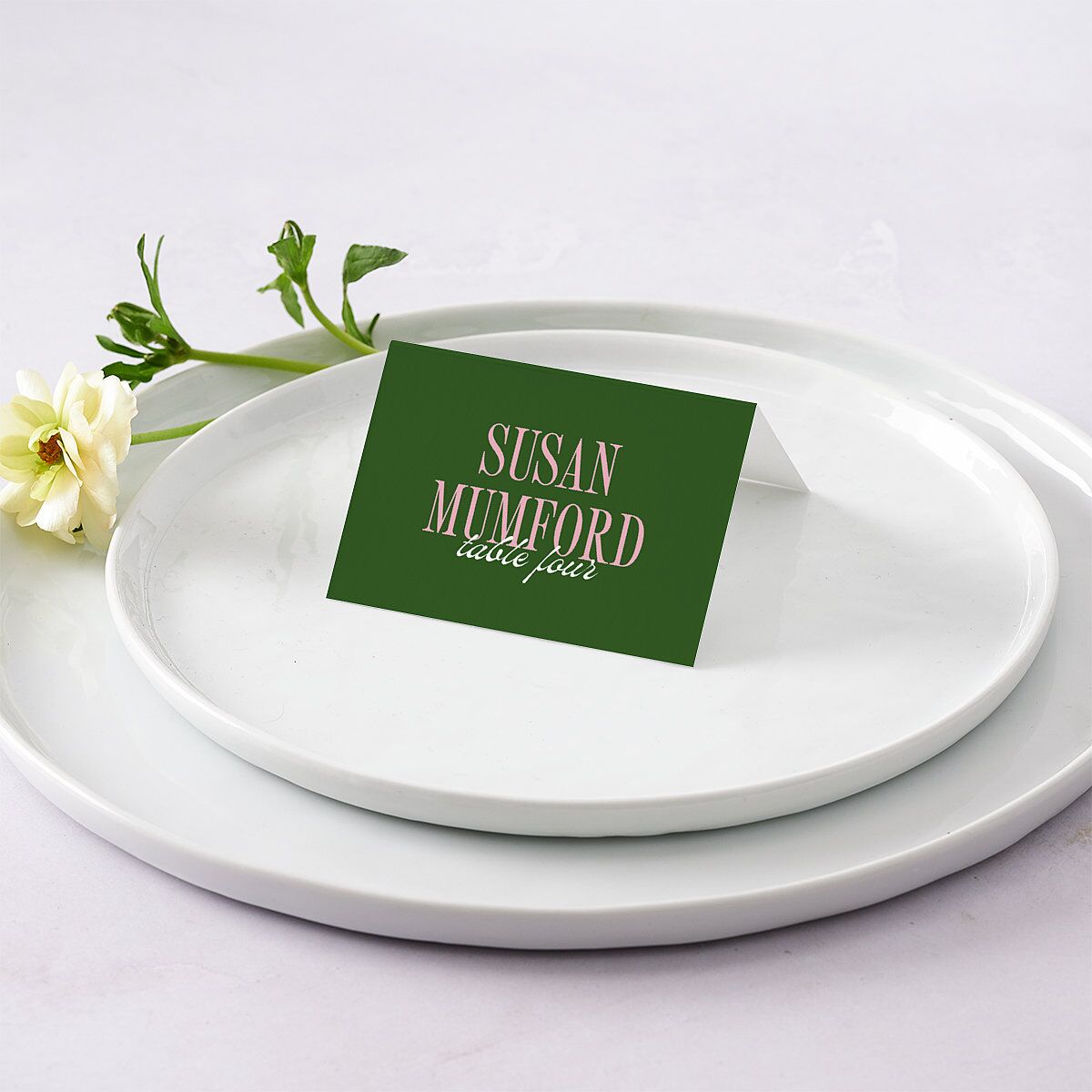 Wavy Frame Photo Place Cards Scottish Green Signature