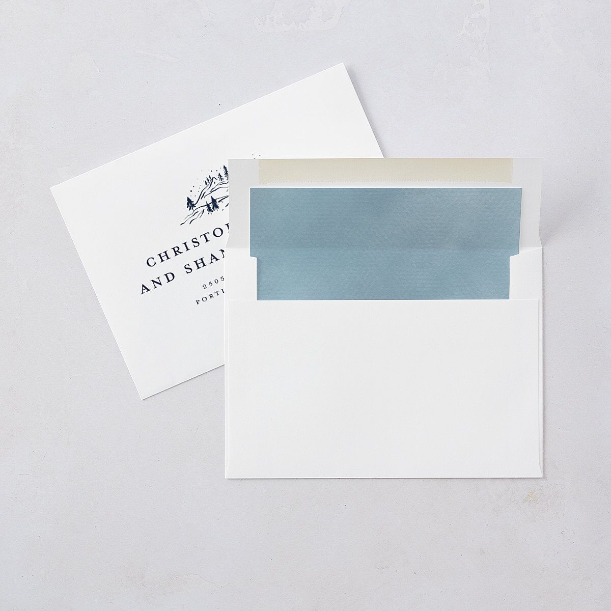 Mountain Sky Foil Wedding Invitations Gold Navy Signature Blank No Standard
