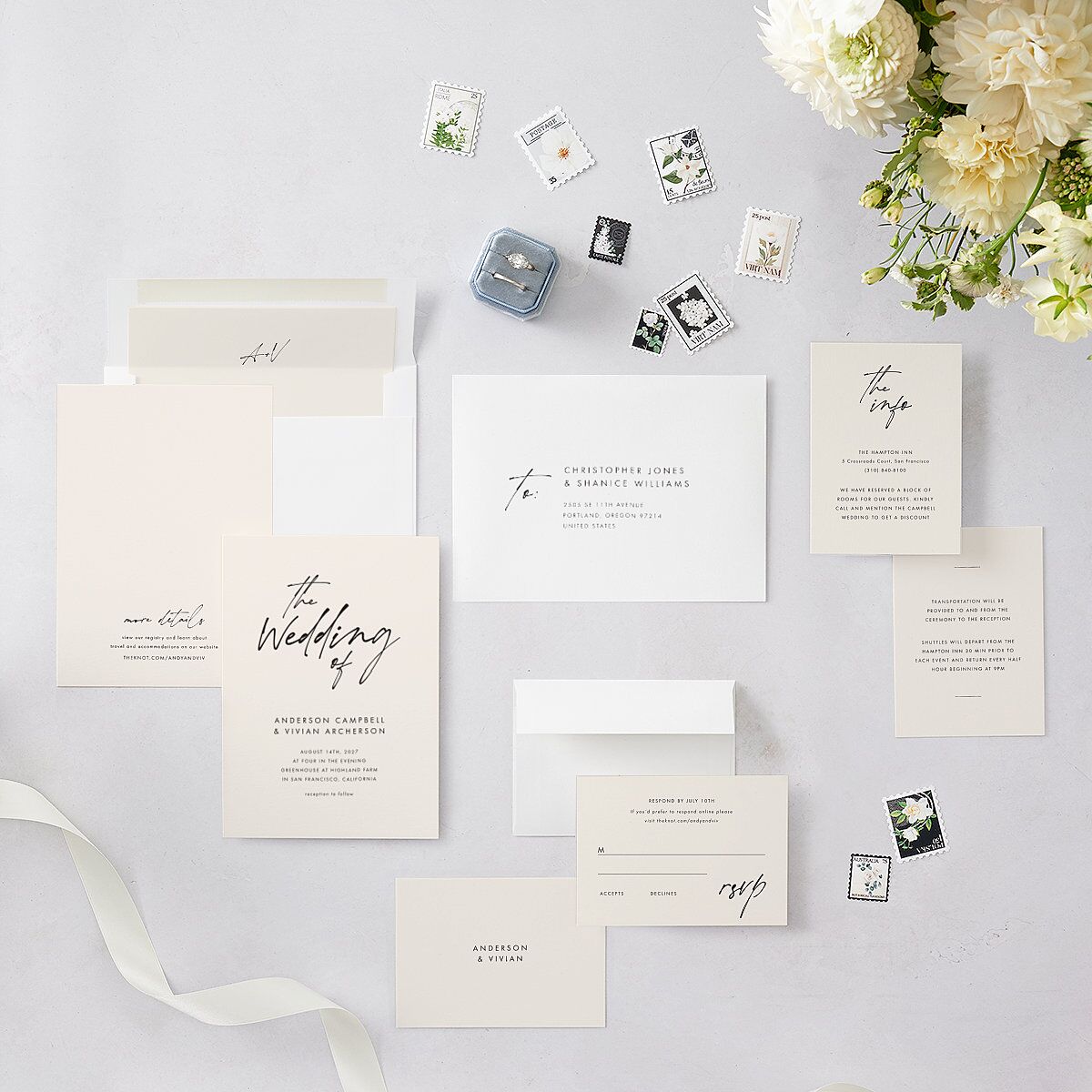 Simply Script Wedding Invitations Linen Signature Blank No Standard
