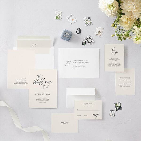 Simply Script Wedding Invitations Linen Signature Blank No Standard