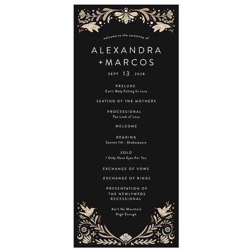 Folk Art Wedding Programs Midnight Signature