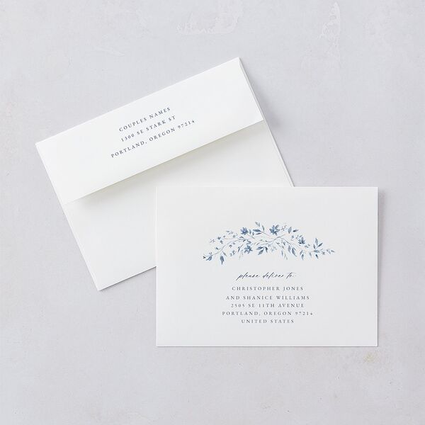 Timeless Floral Wedding Invitations Dusty Blue Signature Blank No Standard