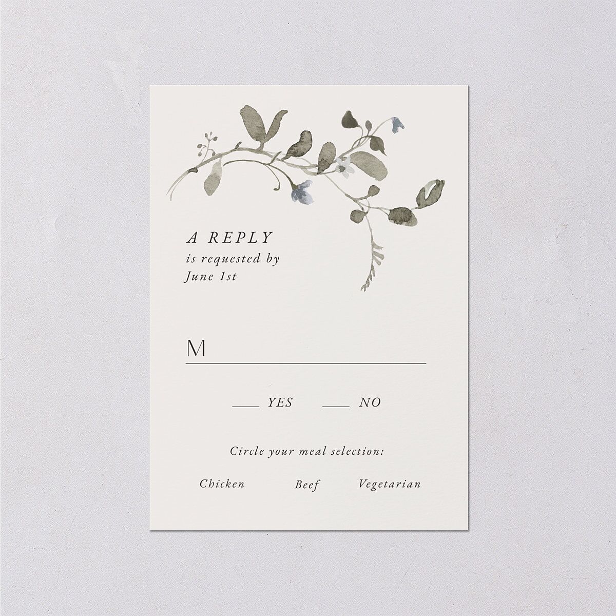 Curved Garland Wedding Response Cards Champagne Signature