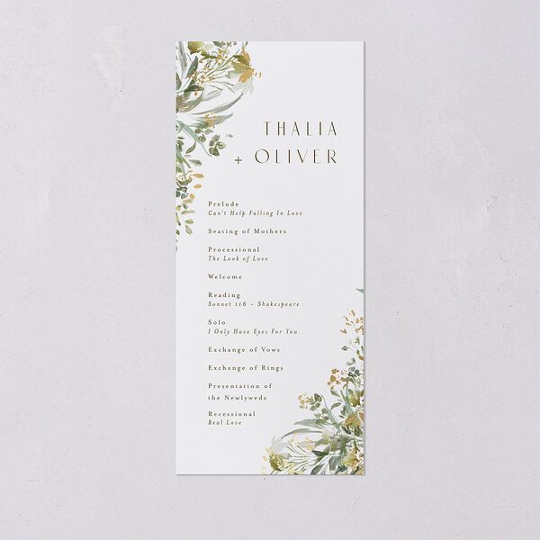 Gilded Greenery Wedding Programs Gold Pure White Signature