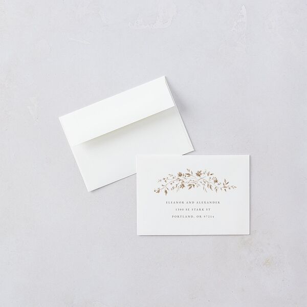 Timeless Floral Foil Wedding Response Cards Gold Pure White Signature Standard