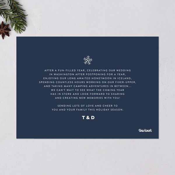 Snowflake Window Holiday Cards Gold Moody Blue Signature Blank Standard Landscape
