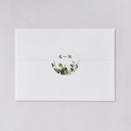 Eucalyptus Frame Wedding Stickers Pure White Circle