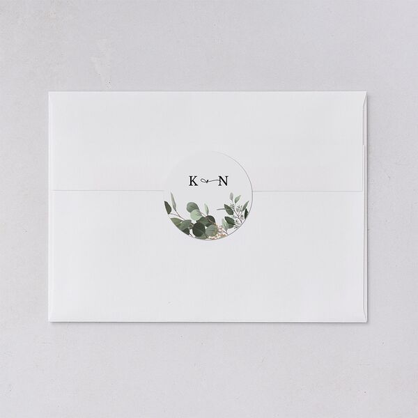 Eucalyptus Frame Wedding Stickers Pure White Circle