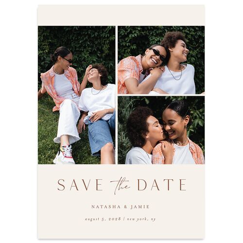 Simple Gallery Save the Date Cards Camel Signature smooth Blank No Standard