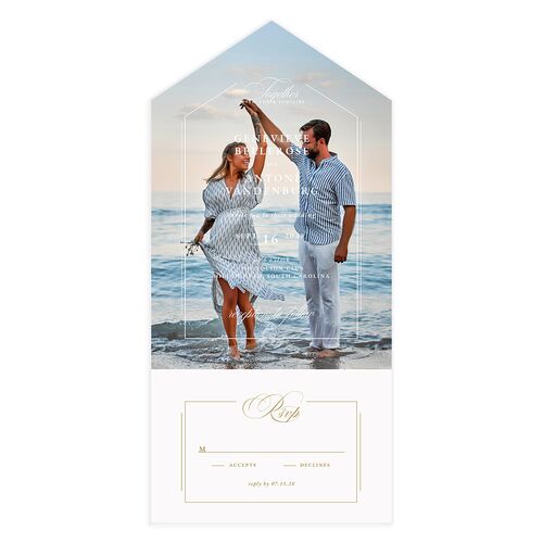 Elegant Photograph All-in-One Wedding Invitations Driftwood Signature Light Both Recipient and Return Addresses No