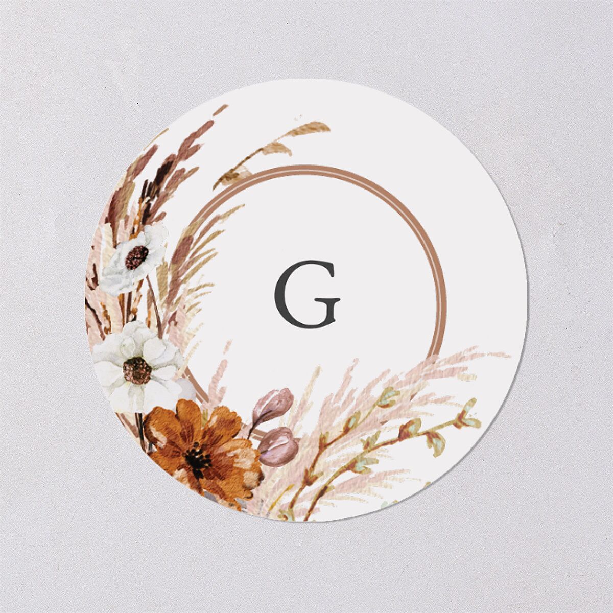 Bohemian Floral Hoop Wedding Stickers Camel Circle