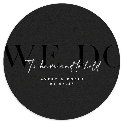 Modern Vow Coasters Charcoal Cardboard Circle