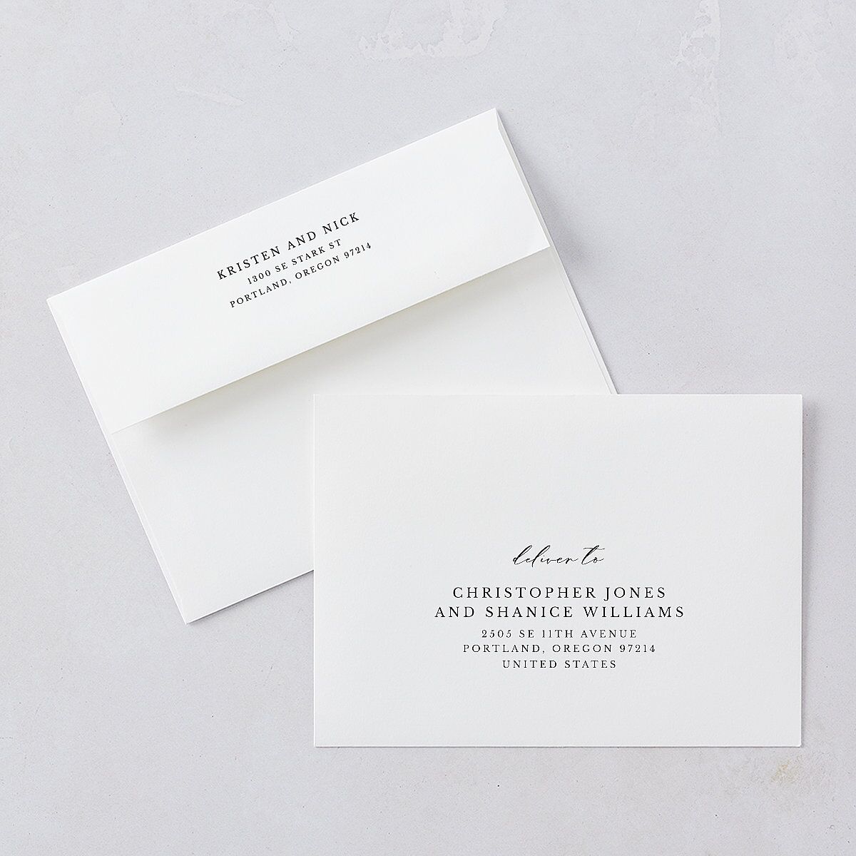 Eucalyptus Frame Wedding Invitation Envelopes Standard Pure White White Both Recipient and Return Addresses Signature