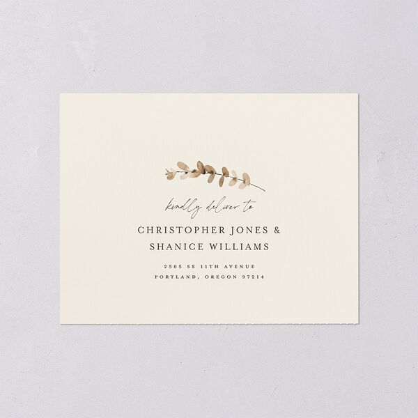 Soft Pampas Botanical All-in-One Wedding Invitations Sepia Signature Light Both Recipient and Return Addresses No