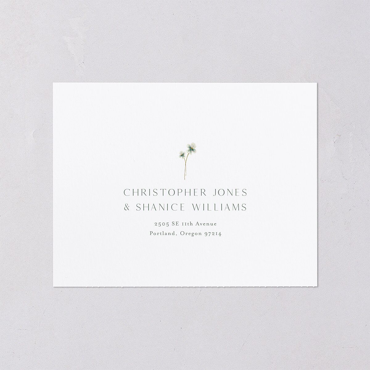 Dainty Monogram All-in-One Wedding Invitations Moon Rock Signature Light Both Recipient and Return Addresses