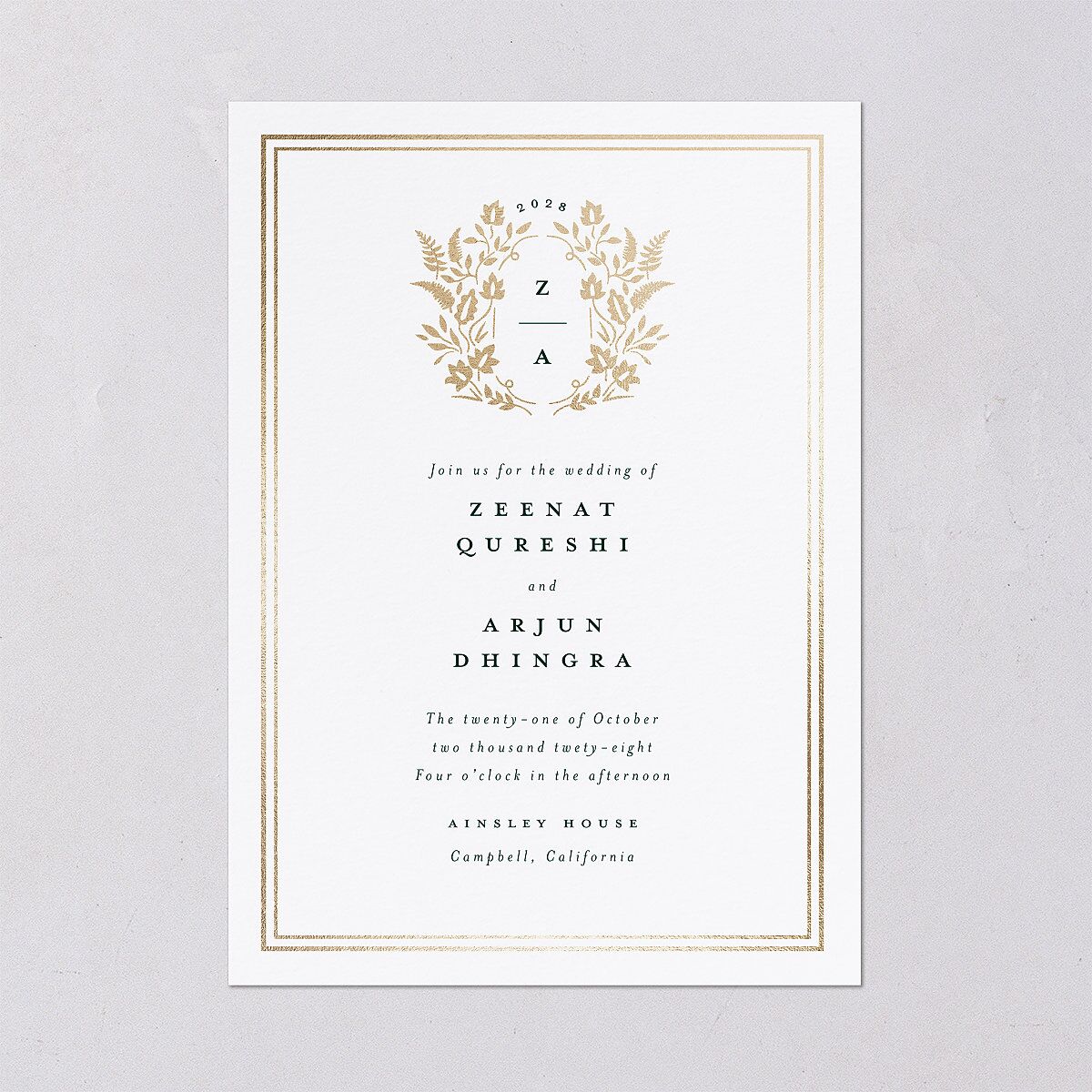 Rustic Kingdom Wedding Invitations Gold Dark Green Signature Blank No