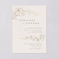 Graceful Botanical Foil Wedding Invitations Greenery Gold Signature Blank No Standard