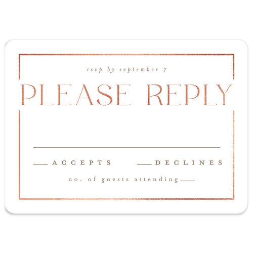 Elegant Frame Wedding Response Cards Rose Gold Fawn Signature Rounded