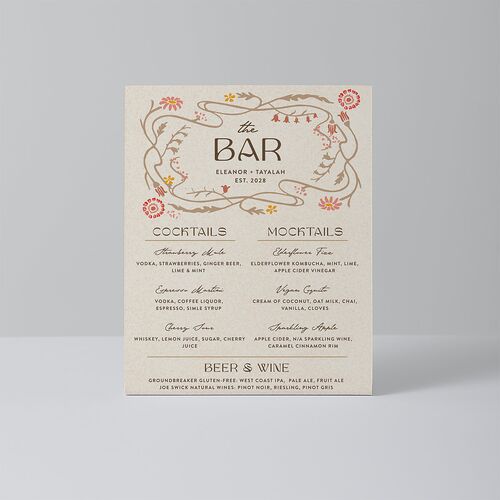 Wildflower Nouveau Bended Tabletop Sign X-small Mocha Standard Plastic XS Tabletop Table