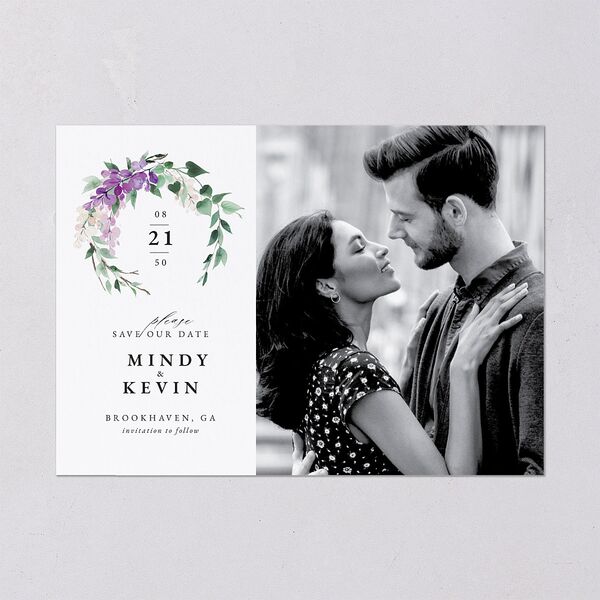 Romantic Wisteria Save The Date Cards Purple Petal Signature smooth Blank No Standard