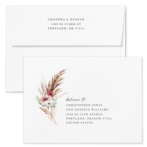 Bohemian Floral Hoop Save The Date Card Envelopes Terracotta Thyme Recipient Address Signature Standard