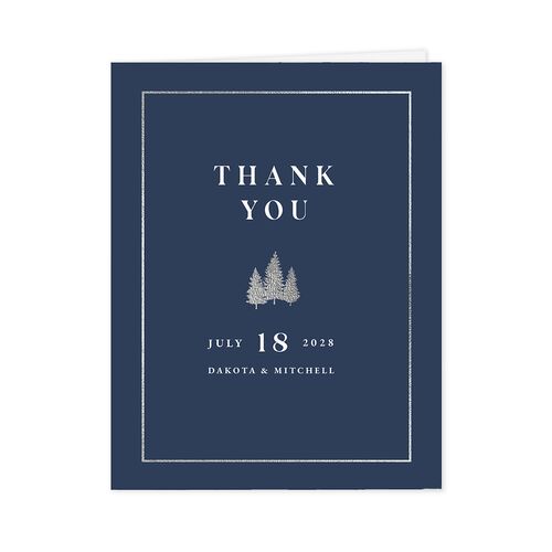 Mountain Escape Foil Thank You Cards Silver Moody Blue