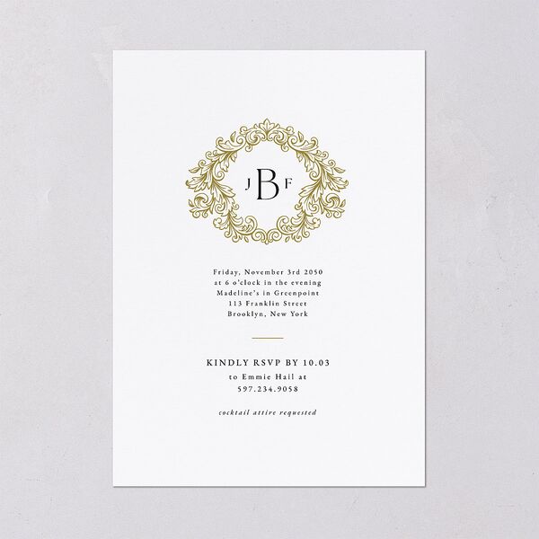 Black Tie Crest Engagement Party Wedding Invitations Pure White Signature Blank No Standard