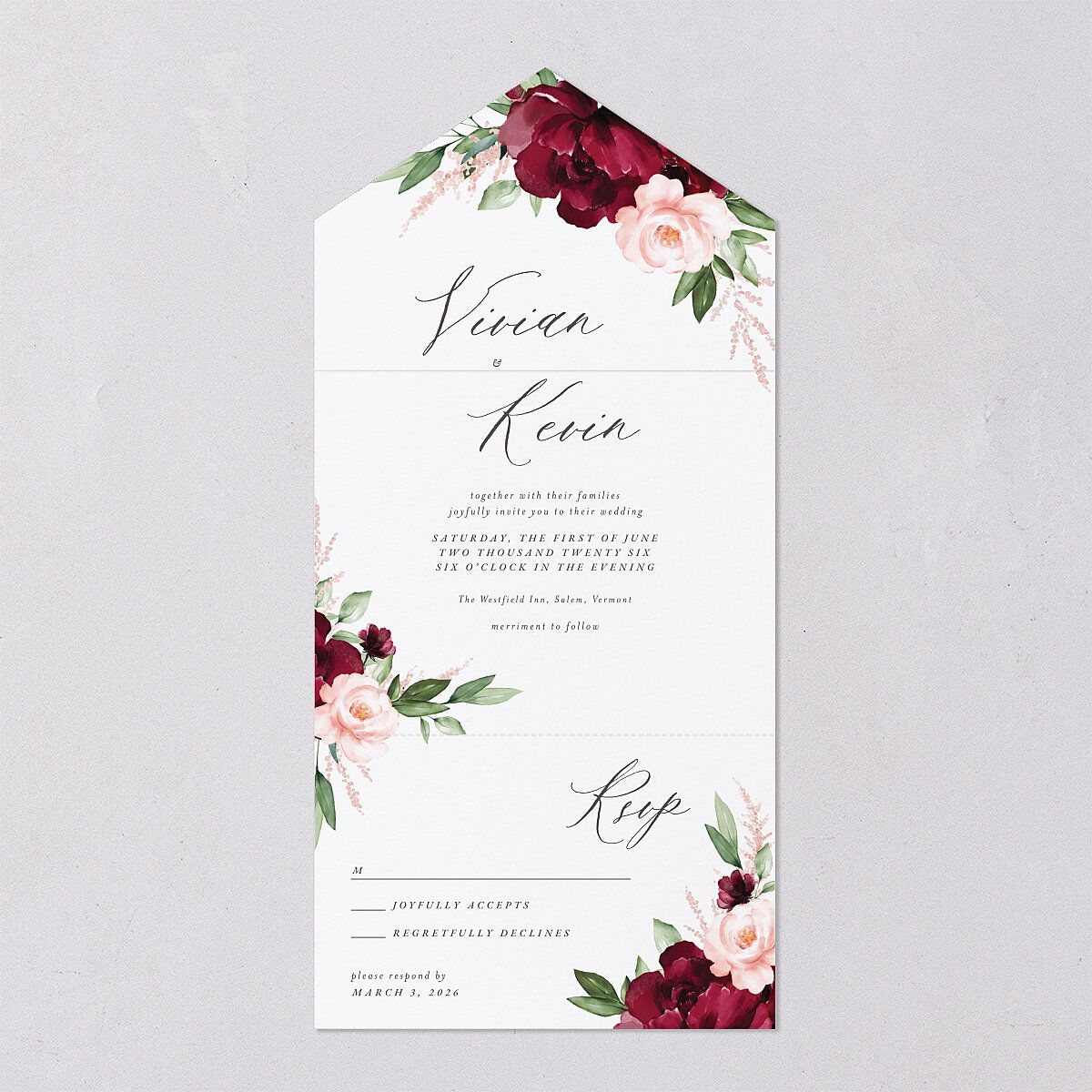 Beloved Floral All-in-One Wedding Invitations — view 7