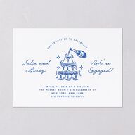 Hand Drawn Cake Engagement Party Invitations French Blue Signature Blank Standard