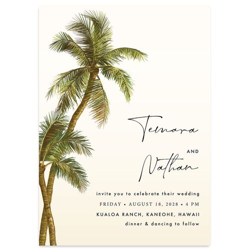 Hawaii Palm Trees Wedding Invitations Sand Signature Blank No Standard