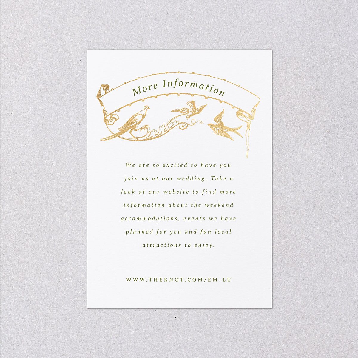 Vintage Toile Foil Wedding Enclosure Cards Gold Greenery Signature Standard
