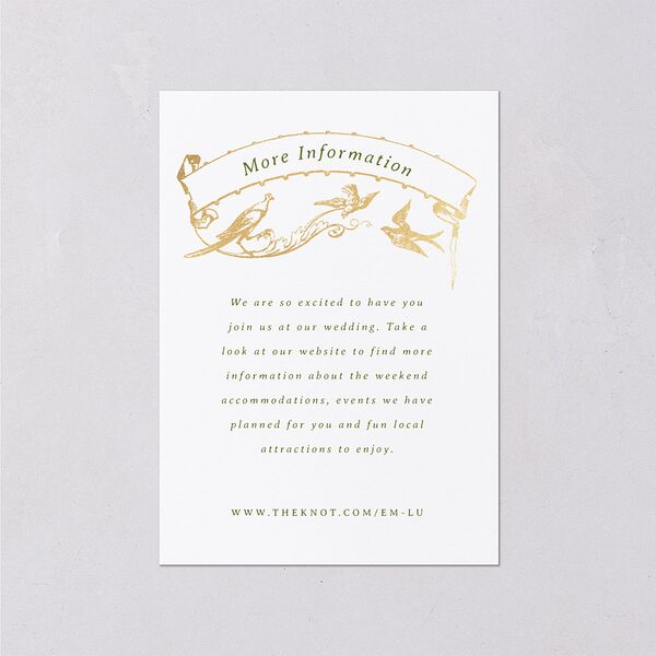 Vintage Toile Foil Wedding Enclosure Cards Gold Greenery Signature Standard