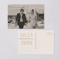 Handwritten Photo Faux Postcard Save the Date Postcards Sand