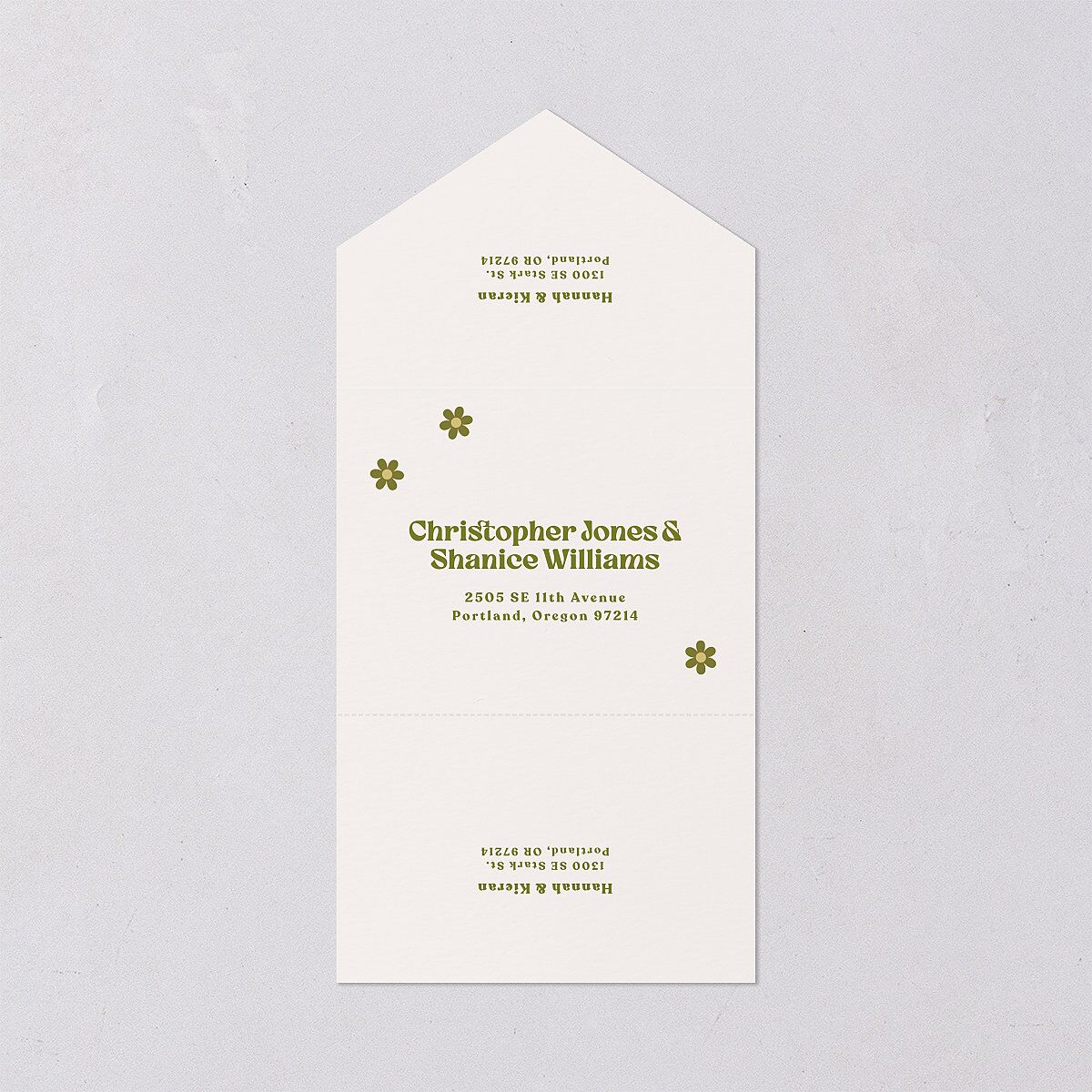 Simple Retro Daisy All-in-One Wedding Invitations Meadow Signature Light Both Recipient and Return Addresses No