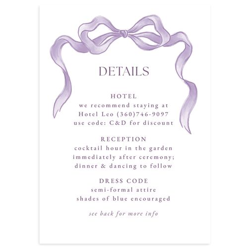 Vintage Bow Wedding Enclosure Cards Orchid Signature