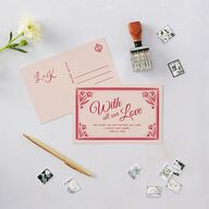 Vintage Heart Locket Thank You Postcards Crimson