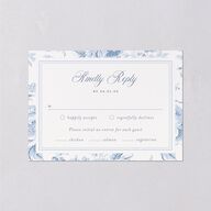 Vintage French Floral Toile Wedding Response Cards Dusty Blue Signature Standard