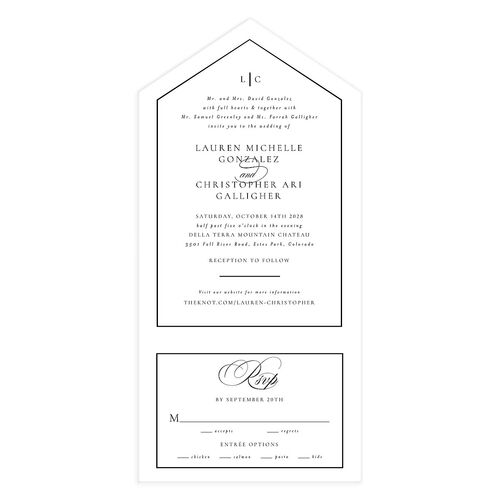 Lasting Frame All-in-One Wedding Invitations Pure White Signature Light Both Recipient and Return Addresses No