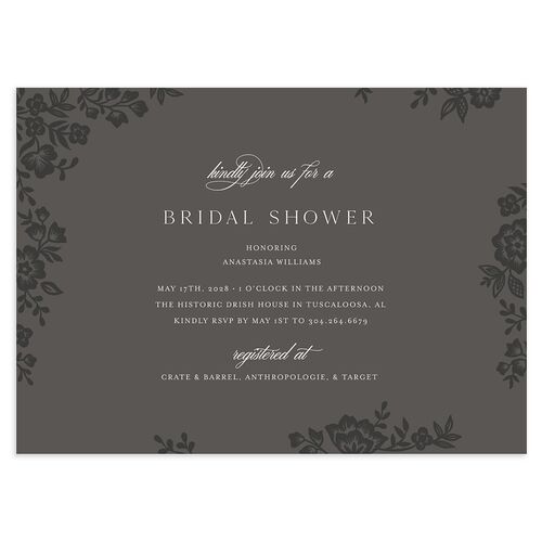 Romantic Lace Bridal Shower Invitations Charcoal Signature Blank Standard