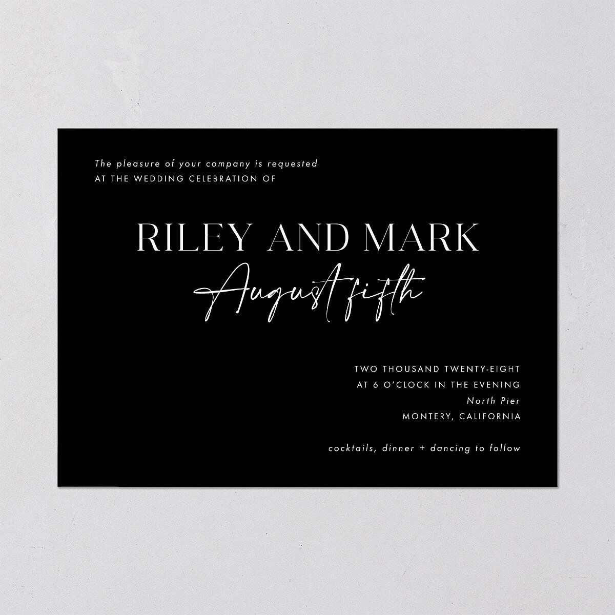 Modern Contrast Wedding Invitations Midnight Signature Blank No Standard