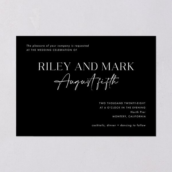 Modern Contrast Wedding Invitations Midnight Signature Blank No Standard