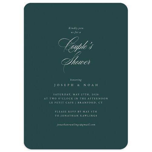 Formal Nautical Bridal Shower Invitations Dark Emerald Signature Blank Rounded