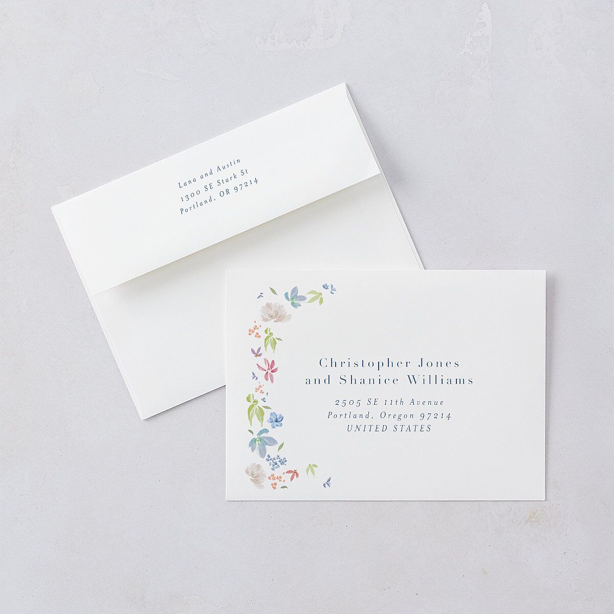 Floral Appliqué Wedding Invitations Slate Signature Blank No Standard