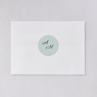 Beach Monogram Wedding Stickers Pale Blue Circle