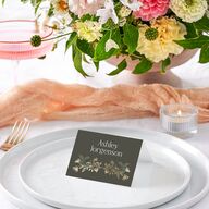 Rustic Nouveau Place Cards Gold Hunter Green Signature