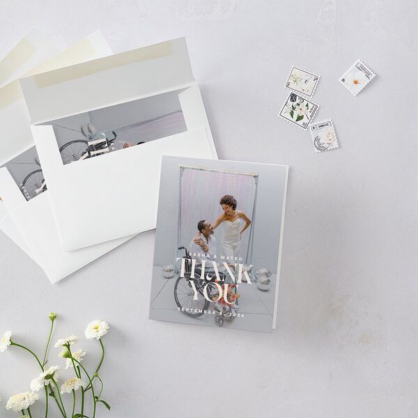 Retro Sunburst Thank You Cards Pumpkin